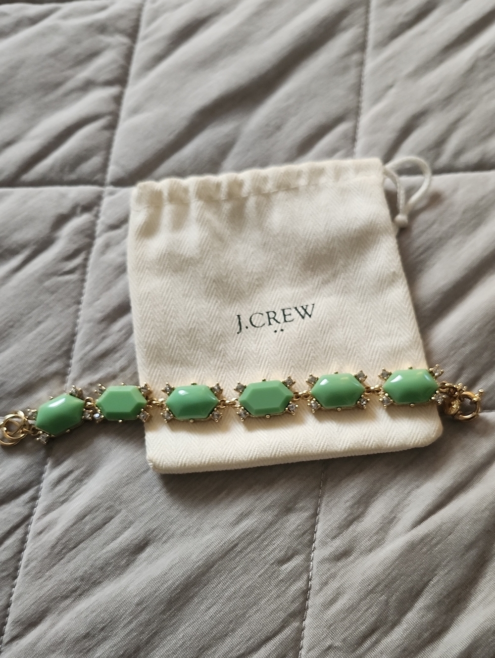 J. Crew Gold-Tone Bracelet with Mint Green Stones